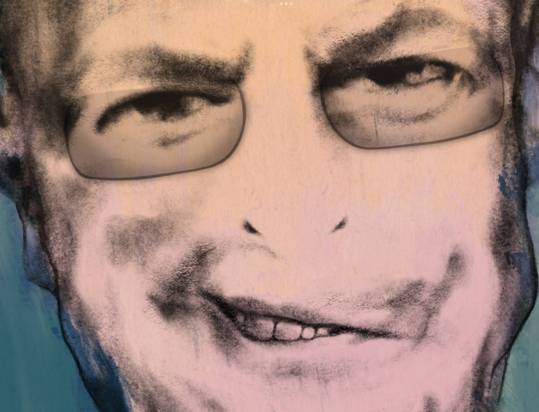 Ilustração de um rosto em close-up — obra de Pedro Brito